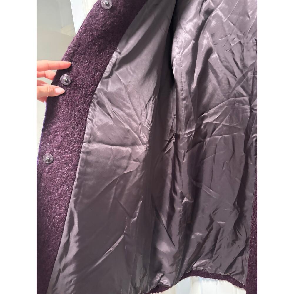 Eileen Fisher Women's Purple Textured Boucle Long Coat Size L - Picture 6 of 13